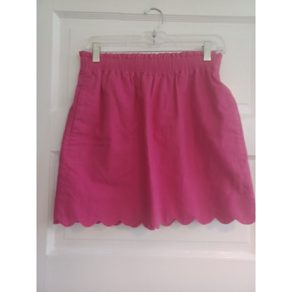 J. Crew pink linenblend skirt 4 scalloped hem paperbag waist classic preppy